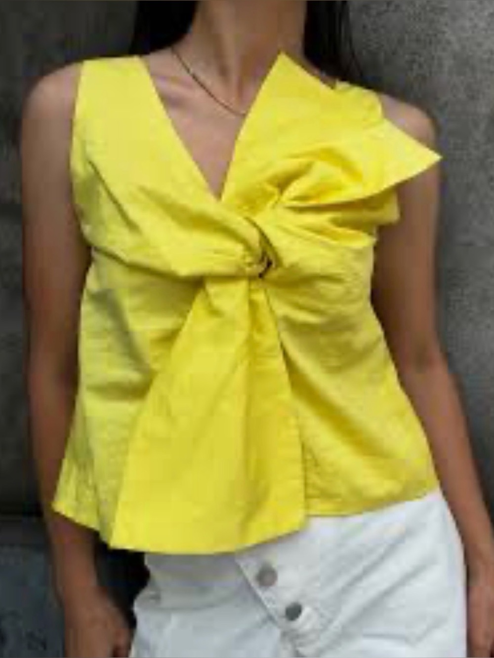 Zara Trafaluc Collection Neon Yellow Twist Front Sleeveless Top XXS